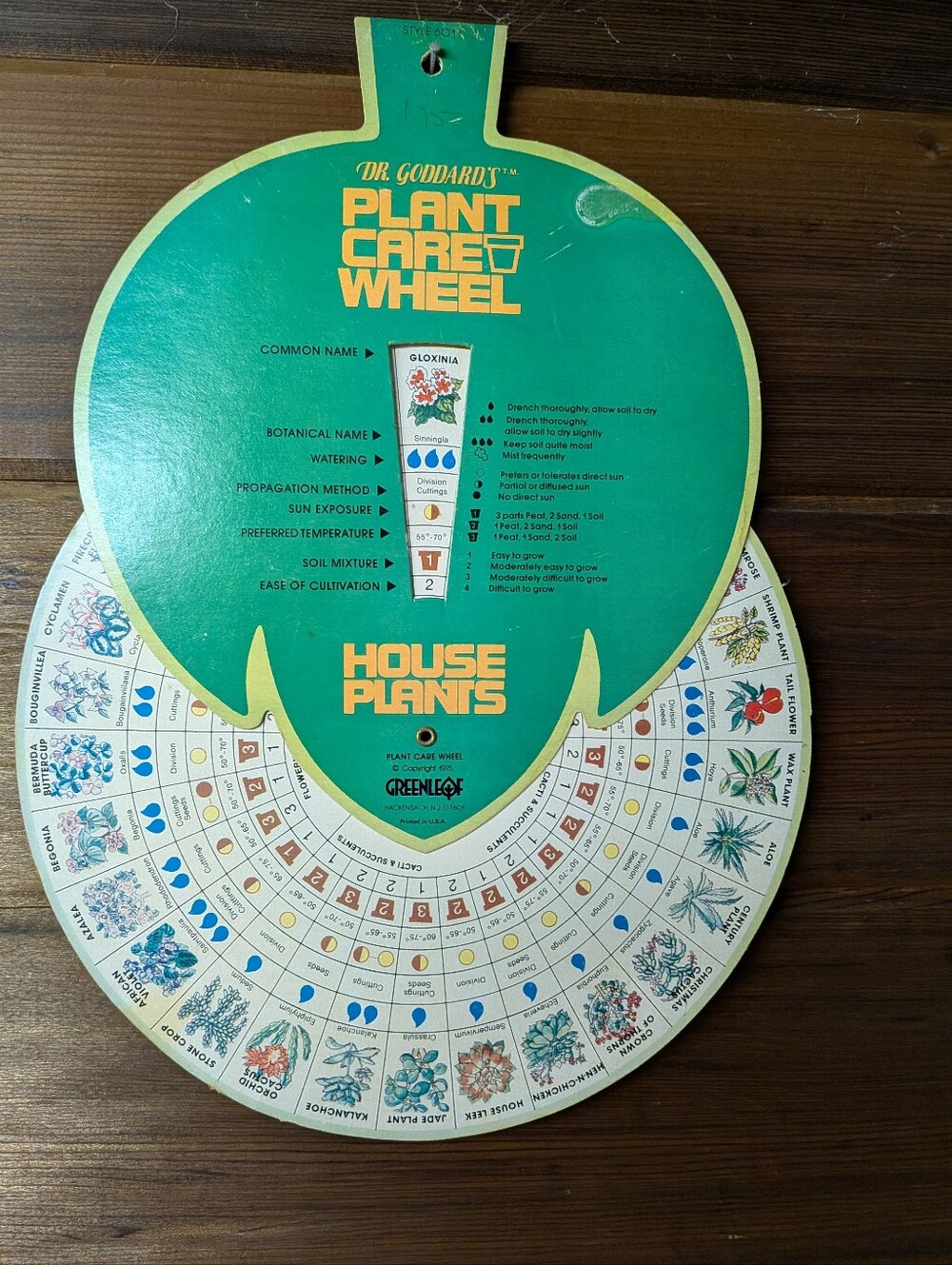 Dr. Goddard's Plant Care Wheel, Houseplants - 1975, Vintage Advertising/Decor